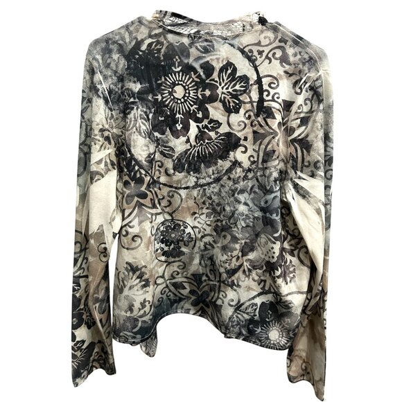 B.L.E.U. Womens Floral Print Open Front Cardigan Sweater Sz XL - Picture 2 of 9